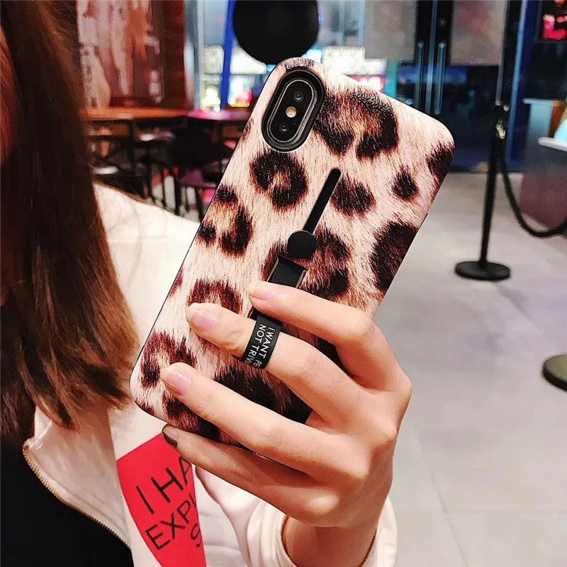 Title 3, Tide leopard print ring stand phone case for se...