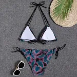 Women's Printed Halter Tie Split Bikini Swimsuit perfect for beach or pool. Comfortable and stylish swimwear for a flatt — photo 7