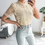 Crochet Lace Short-sleeved Casual Top — photo 4