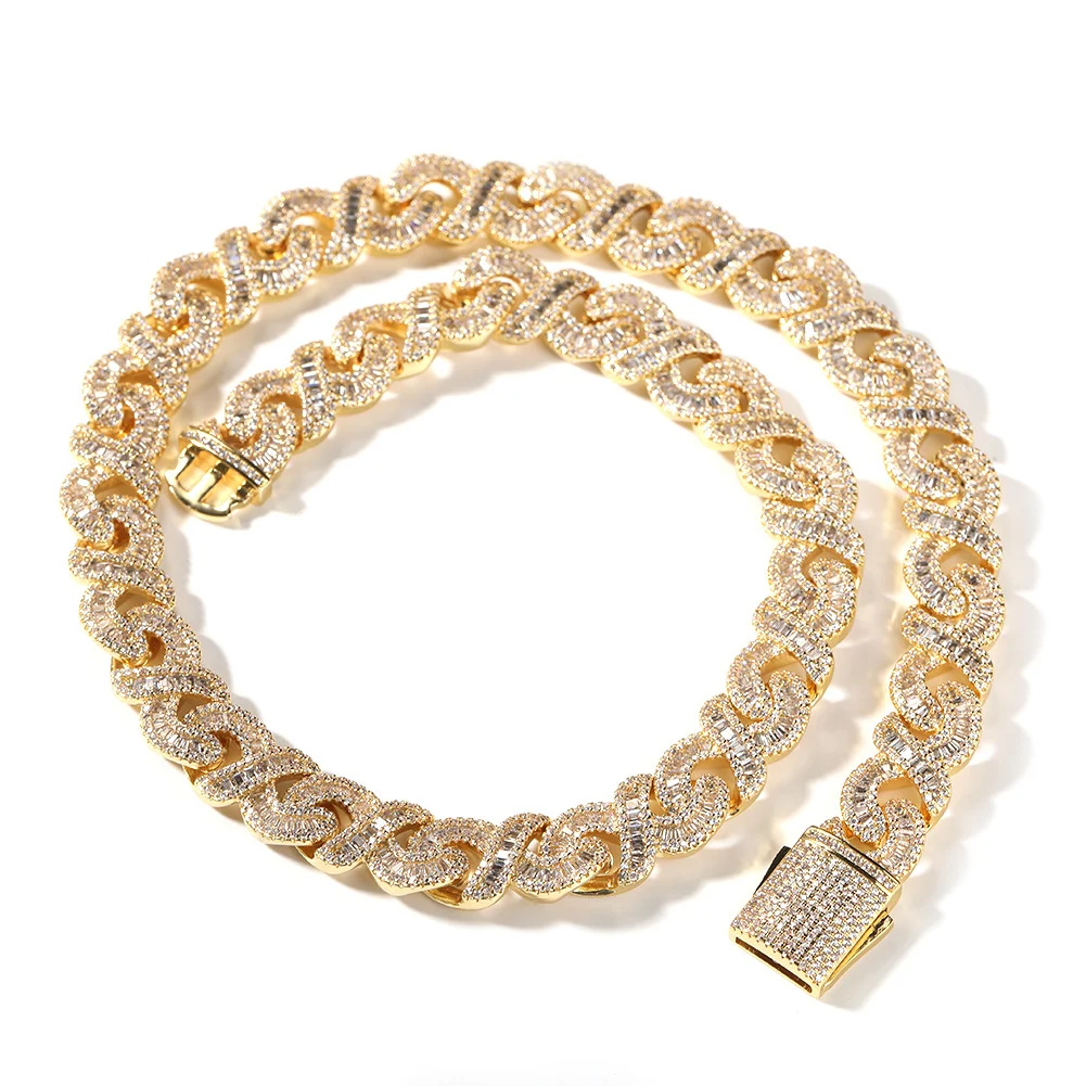 Colar Hip Hop Trendy de Cobre com Zircônia 12MM Full Diamond, para um visual estiloso e cheio de brilho. — foto 2