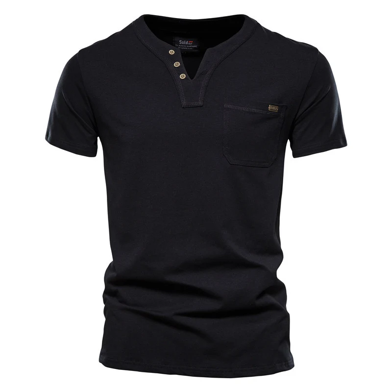 Camiseta esportiva Slim de algodão com bolso masculina Ajuste perfeito Conforto e estilo para treinos e uso diário. — foto 3