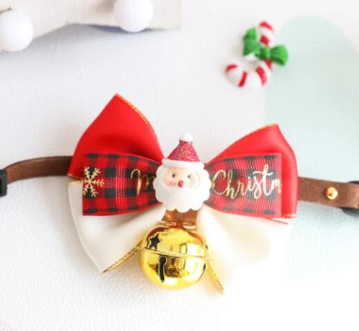 Snowflake Christmas Red Plaid Adjustable Pet Bow Tie, perfect for festive occasions, offering a comfortable and stylish — photo 2