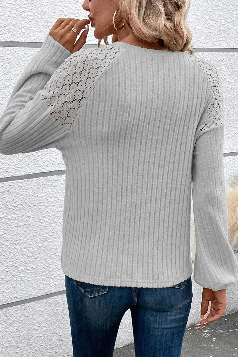 Title 6, Womens solid color long-sleeved top, European ...