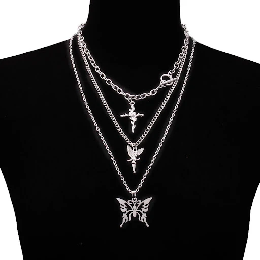 Title 6, Conjunto de Colar com Pingente de Borboleta par...