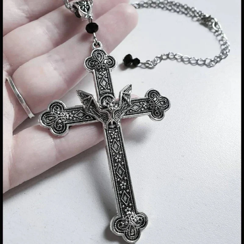 Colar DIY com acessórios de liga de zinco Cruz Morcego Crie sua própria joia única com este pingente de morcego. Acessórios de moda para homens e mulheres. — foto 5