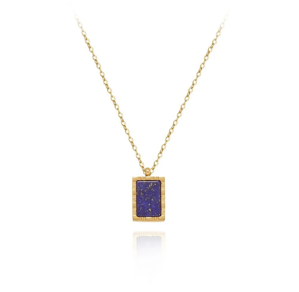 Title 7, Colar com corrente de clavícula e lapis-lazuli ...