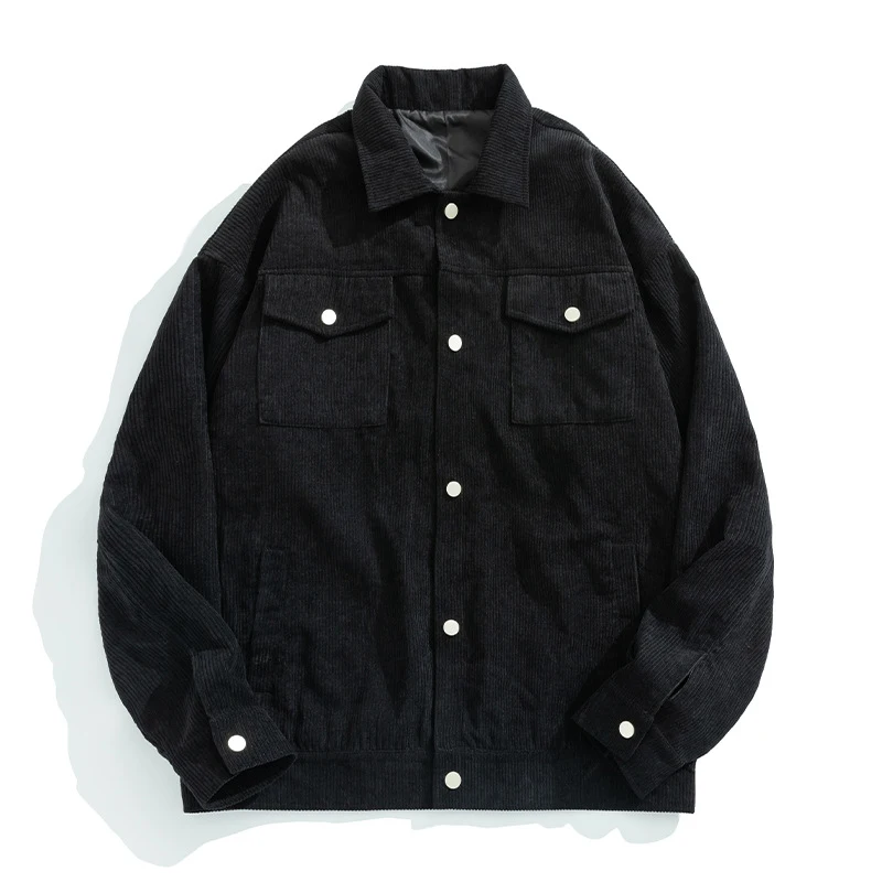 Men's Draping Corduroy Coat with Letter Embroidery, perfect for a stylish and comfortable winter look. Offers warmth and — photo 1