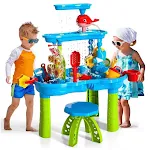 Mesa de praia infantil com três camadas e múltiplos níveis para brincar com água. Diversão garantida e desenvolvimento infantil. — foto 7