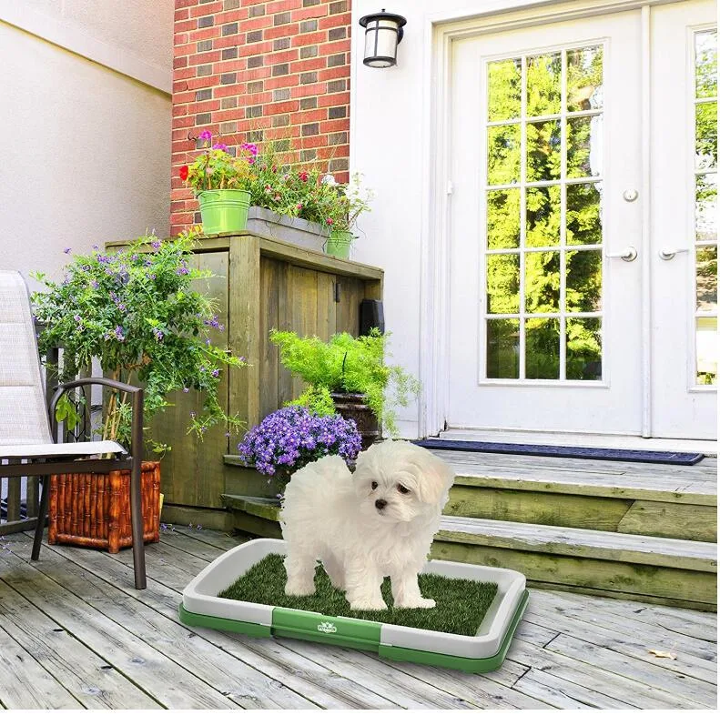 Banheiro higiênico para cães com gramado e trombeta, fácil de limpar, ideal para filhotes e apartamentos, solução prática. — foto 8