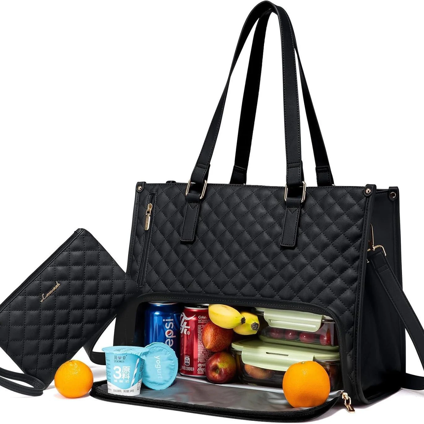 Borsa termica da donna, a prova di perdite, grande come borsa, con scomparto diagonale e porta computer. Ideale per il pendolarismo e il lavoro. — foto 9