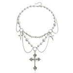 Colar cruzado feminino com borla brilhante de camada dupla, amor e borboleta, combina com tudo, ideal para mulheres que buscam estilo e elegância em um acessório. — foto 32