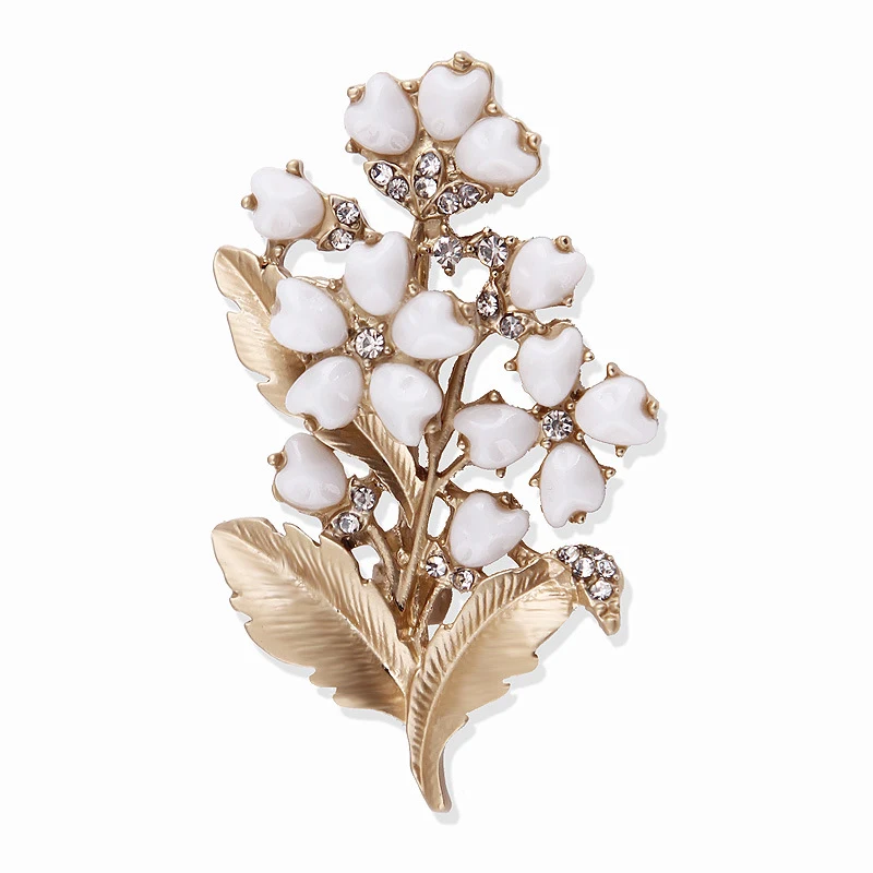 Elegante Perlen-Brosche mit Maiglöckchen-Blume im Retro-Stil, kreativer Ansteckpin für Damen, hochwertige Kleidungsdekoration. — foto 3