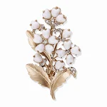 Elegante Perlen-Brosche mit Maiglöckchen-Blume im Retro-Stil, kreativer Ansteckpin für Damen, hochwertige Kleidungsdekoration. — foto 3