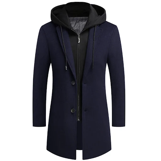 Title 4, New Mens Casual Woolen Coat With Detachable Ha...