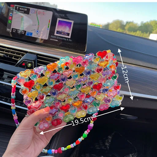 Title 2, Colorful Contrast Color Love Beaded Handbag