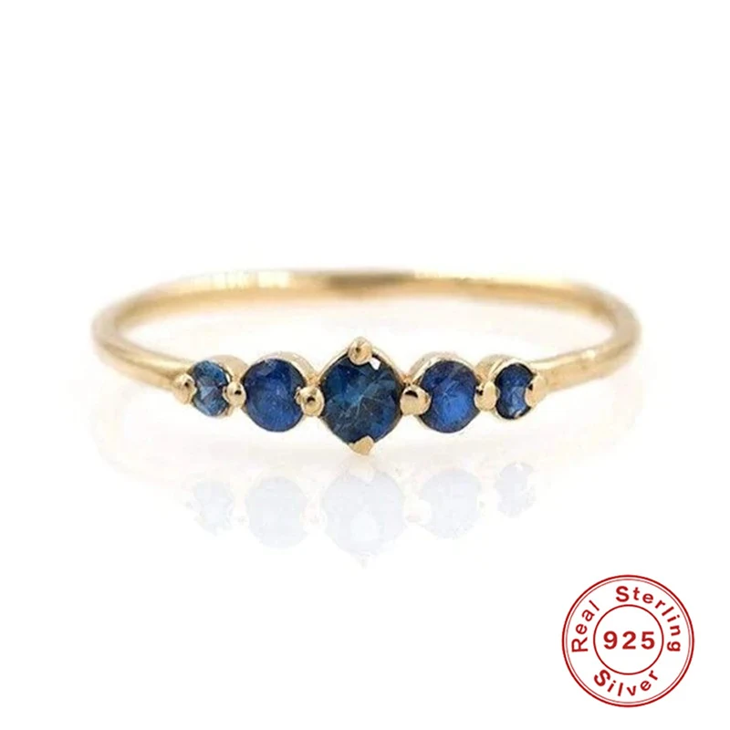 Anel S925 Prata Esterlina Geométrico Dupla Camada Cravejado Diamantes Estilo Francês Colorido Joia Feminina — foto 3