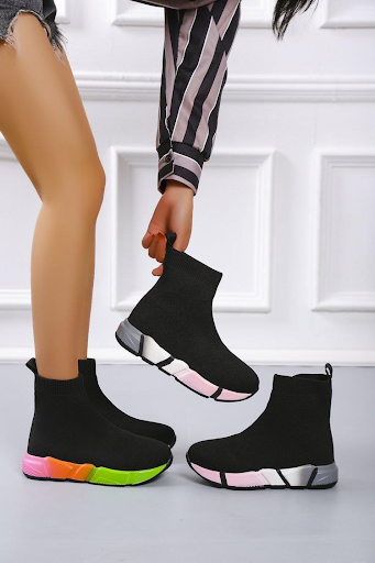 Title 17, Iridescent Black Platform Ankle Boots for Women