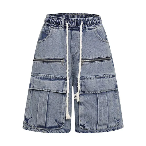 Title 5, Washed Distressed Multi-pocket Elastic Waist De...