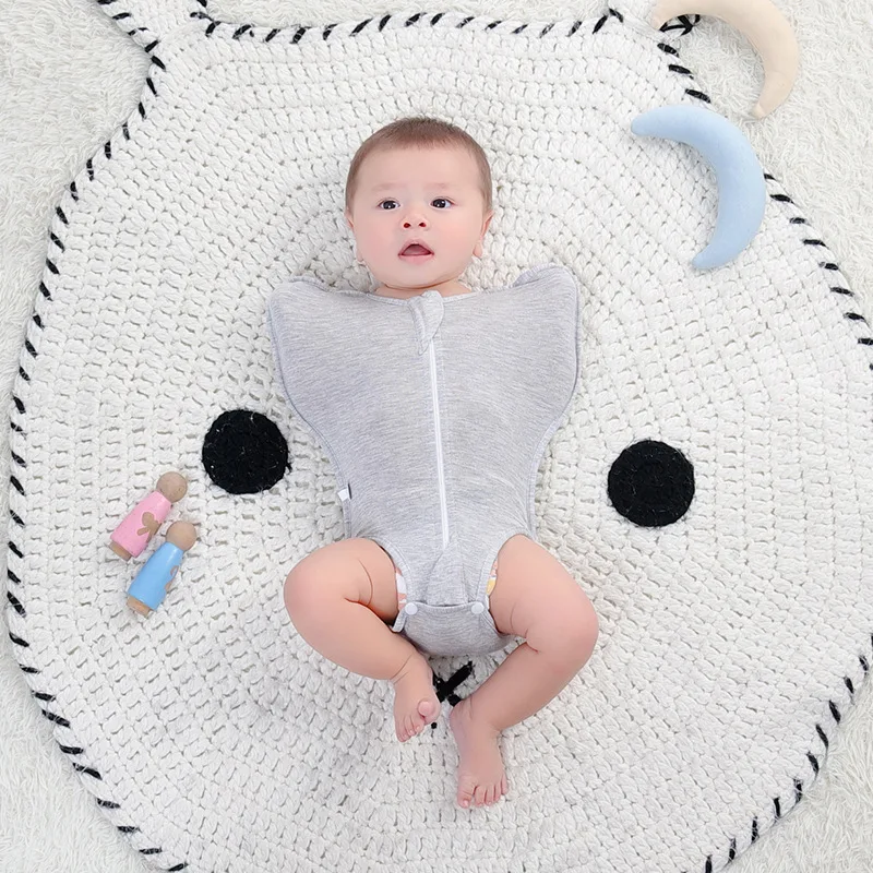 Saco de dormir anti-susto de fibra de bambu para bebês recém-nascidos, macacão com proteção contra vazamento nas pernas, estilo ninho — foto 12