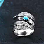 Anel de ponte alta em aço titânio turquesa, moda feminina. Um acessório elegante e resistente, com um toque de cor vibrante. — foto 4