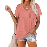 Effen Kleur T-shirt met Ronde Hals en Zak, Korte Mouwen, Comfortabel en Casual, Ideaal voor Dagelijks Gebruik, Draagbaar voor Elke Gelegenheid. — foto 9