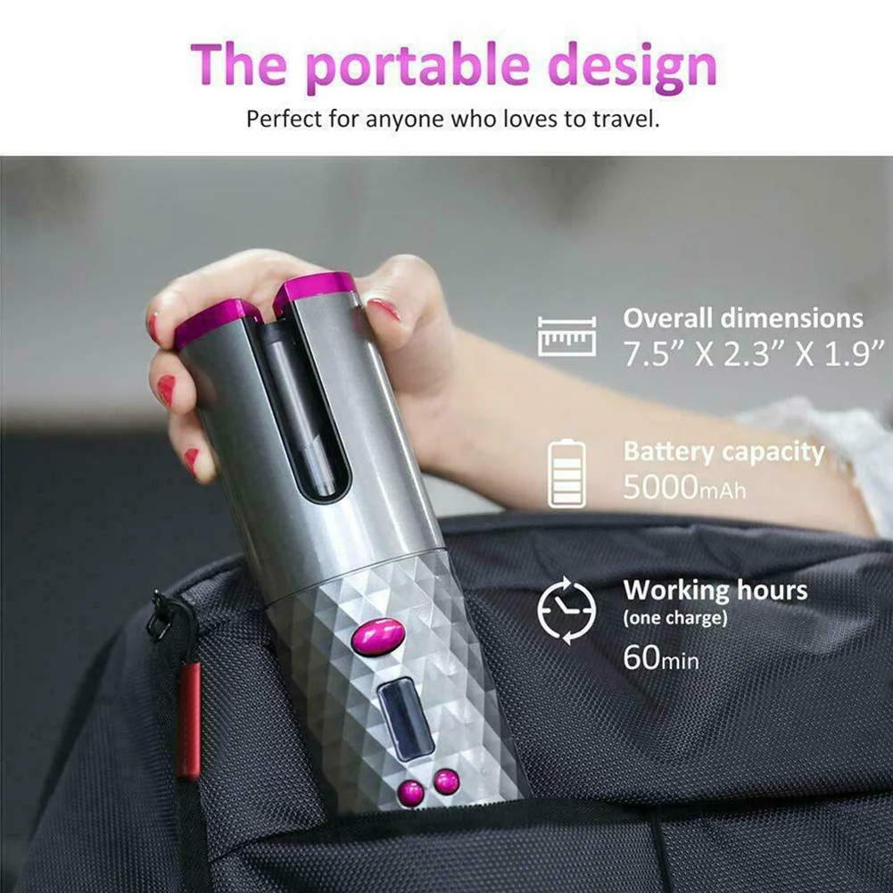 Rechargeable Automatic Wireless Curling Iron – Effortlessly create perfect curls anytime, anywhere with this easy to use — photo 5