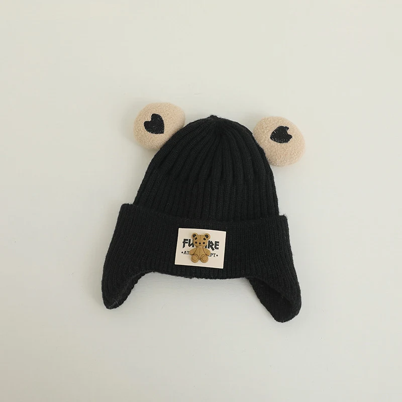 Touca de lã de urso quente de tricô infantil para atividades ao ar livre. Mantém as crianças aquecidas e confortáveis, proteção contra o frio. — foto 11