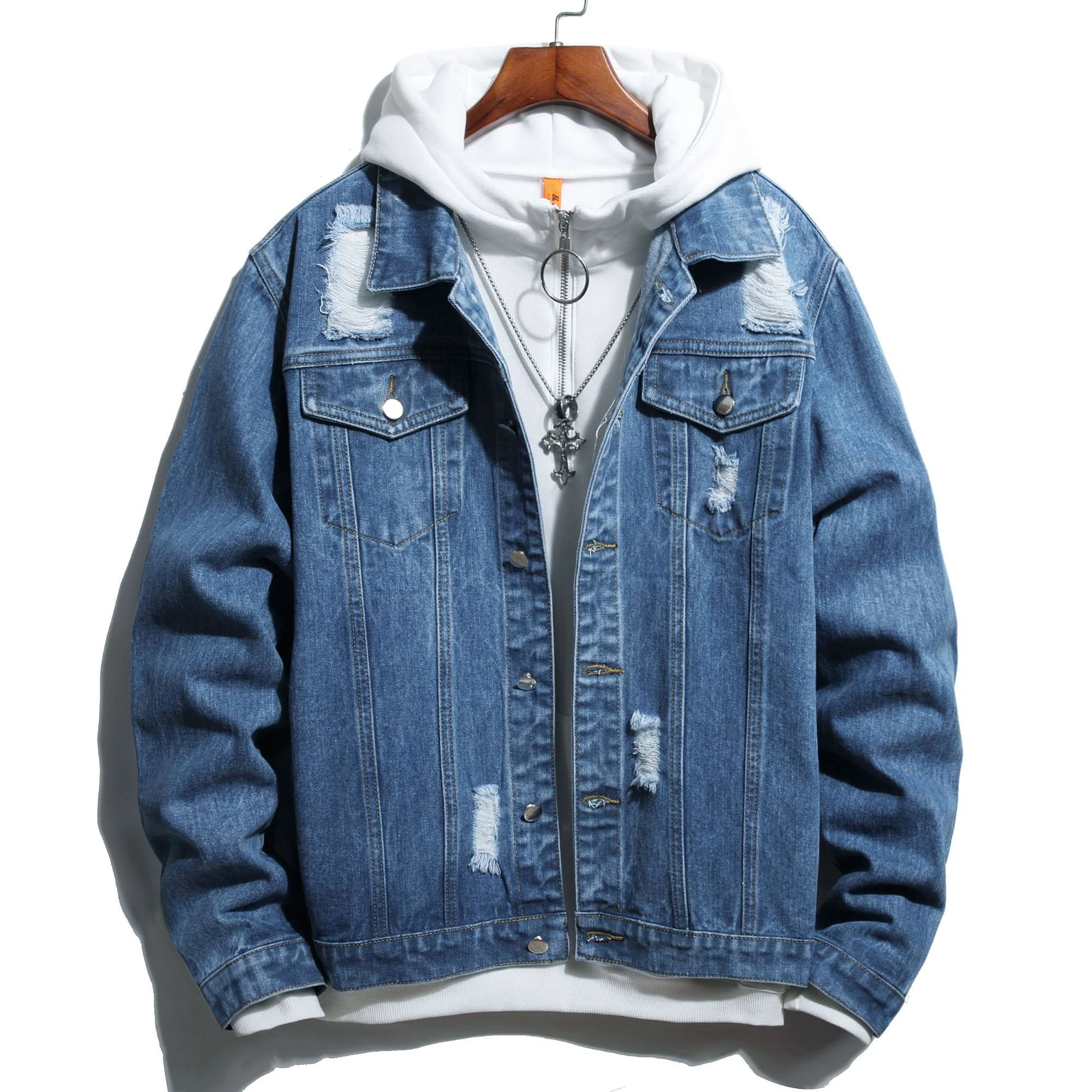 Heren Denim Jack Trend Mode Denim Shirt Comfortabel en Stijlvol Klassieke Pasvorm Ideaal voor Casual en Smart Casual Looks Duurzaam Design — foto 4