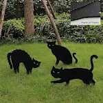 Decore seu jardim com a placa de jardim com silhueta de gato preto. Ideal para Halloween e outras ocasiões, fácil de instalar. — foto 5
