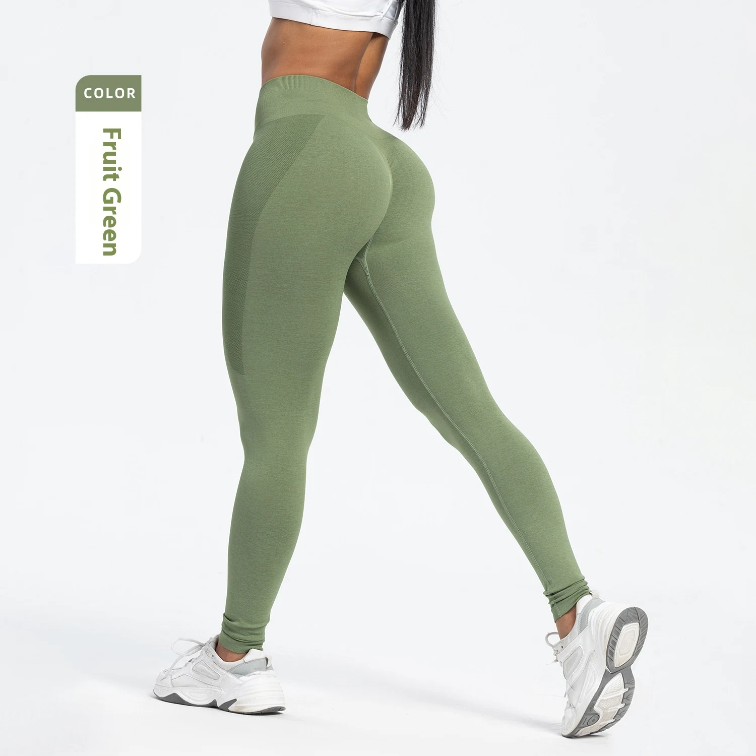Leggings yoga donna senza cuciture effetto push up, stile sportivo europeo e americano, per fitness, allenamento e comfort. — foto 13