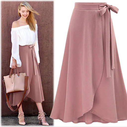 Title 6, Hoge taille mid-lengte kanten rok met onregelma...