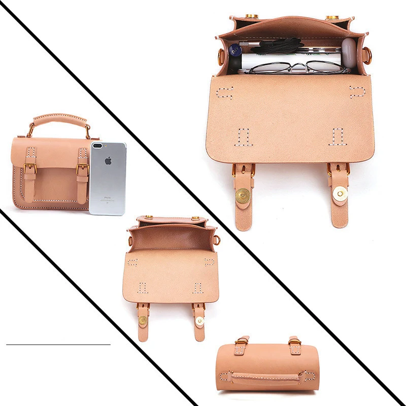 Bolso Cambridge Hecho a Mano de Cuero Curtido Vegetal Color Original Bandolera Portátil Ideal para Uso Diario — foto 2