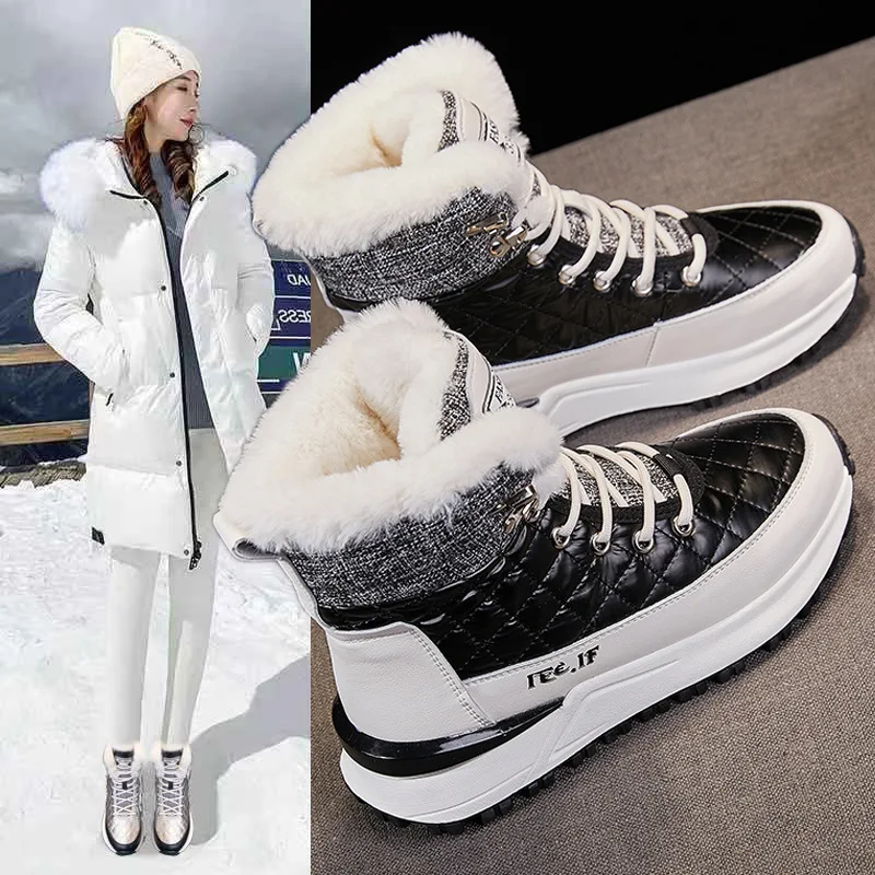 Ladies' thick-soled, velvet-lined, warm cotton boots offer superior comfort and warmth, perfect for cold weather and all — photo 2