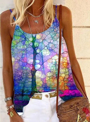 Title 6, Camisola estampada casual solta de verão feminino