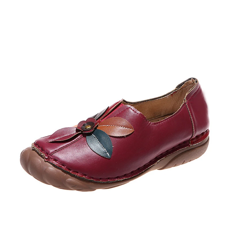 Title 2, Retro Flower Round Toe Low-Top Loafers for Wome...