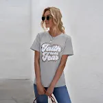 T-shirt con slogan in colori a contrasto con stampa leopardata, nuova estate, girocollo, manica corta — foto 7