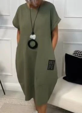Title 2, Womens Simple And Loose Solid Color Printed Dress