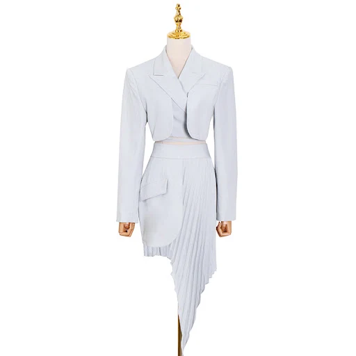 Title 4, Casual White Two Piece Set For Women Notched Lo...