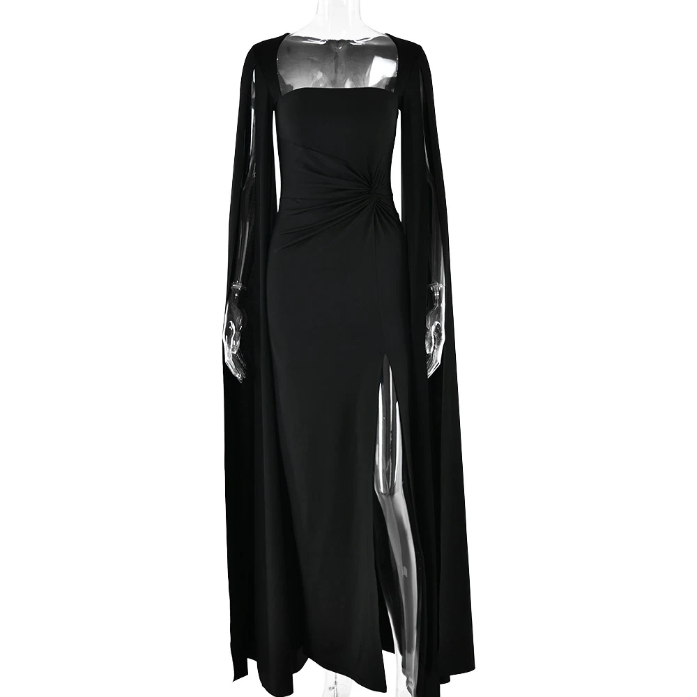 Title 12, Square Collar Mop Long Sleeve High Slit Solid C...