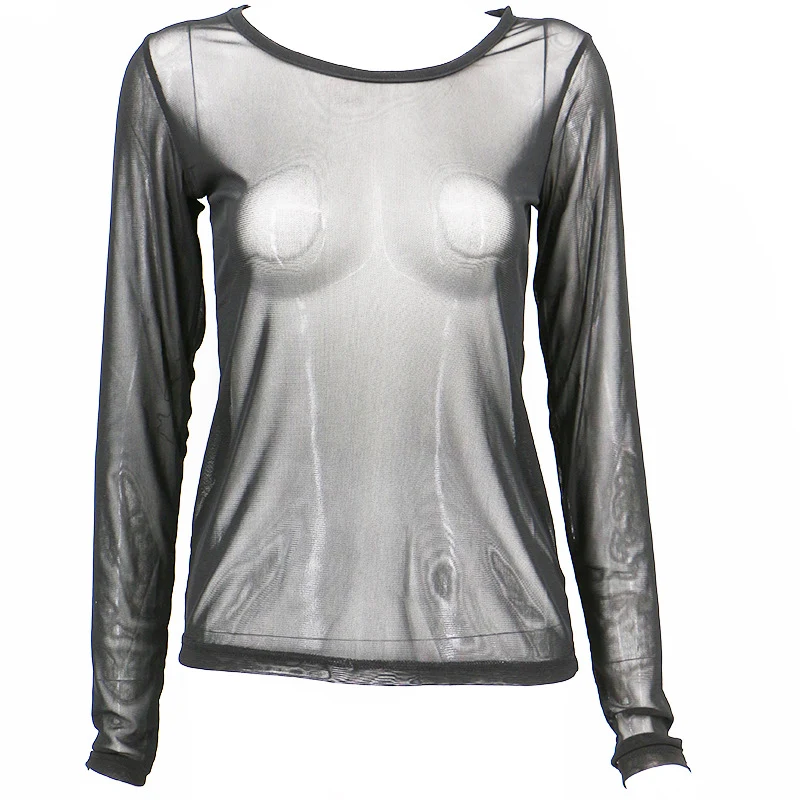 Maglia intima in mesh trasparente nera. Perfetta per un look moderno e traspirante. Ideale come base versatile per ogni outfit. — foto 10