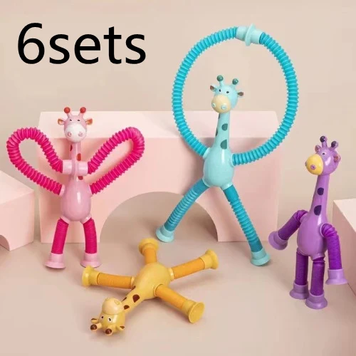 Tubi giraffa giocattoli sensoriali a molla antistress per bambini regali di compleanno e bomboniere. — foto 4