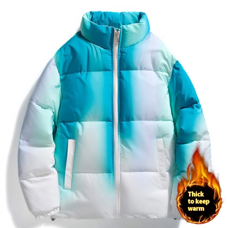 Fashionable women's cotton and thickening down cotton coat, featuring tie-dye gradient color, provides warmth and style — photo 6