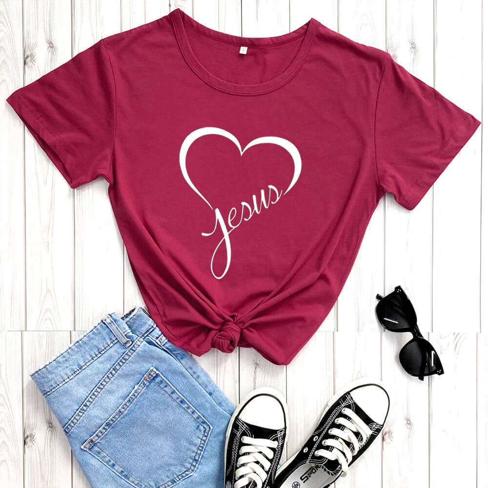 New Love Printing Fashion Round Neck Foreign Trade T-shirt, a stylish and comfortable tee for expressing your love and p — photo 1