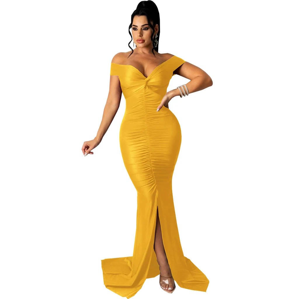 Fashion Large V-neck Micro-wrinkle Tight Dress — photo 12