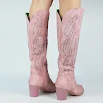 Botas femininas de cano alto com bordado étnico e salto alto 35-43 Calçado elegante e estiloso para mulheres. Conforto e um visual único garantidos. — foto 6