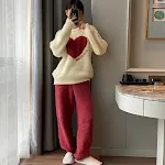 Women's Fashionable Warm Round Neck Coral Fleece Homewear Suit Cozy and Comfortable Loungewear Perfect for Relaxing at H — photo 5