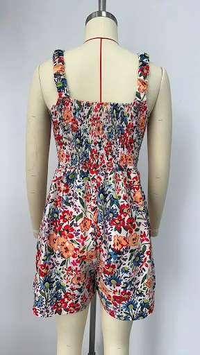 Title 7, Flower Print Shorts Jumpsuit Summer Fashion Sle...