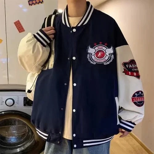 Men's Baseball Suit Coat Plus Size Loose Tide Brand Street Hip Hop Jacket. Comfortable, stylish outerwear for a relaxed — photo 3