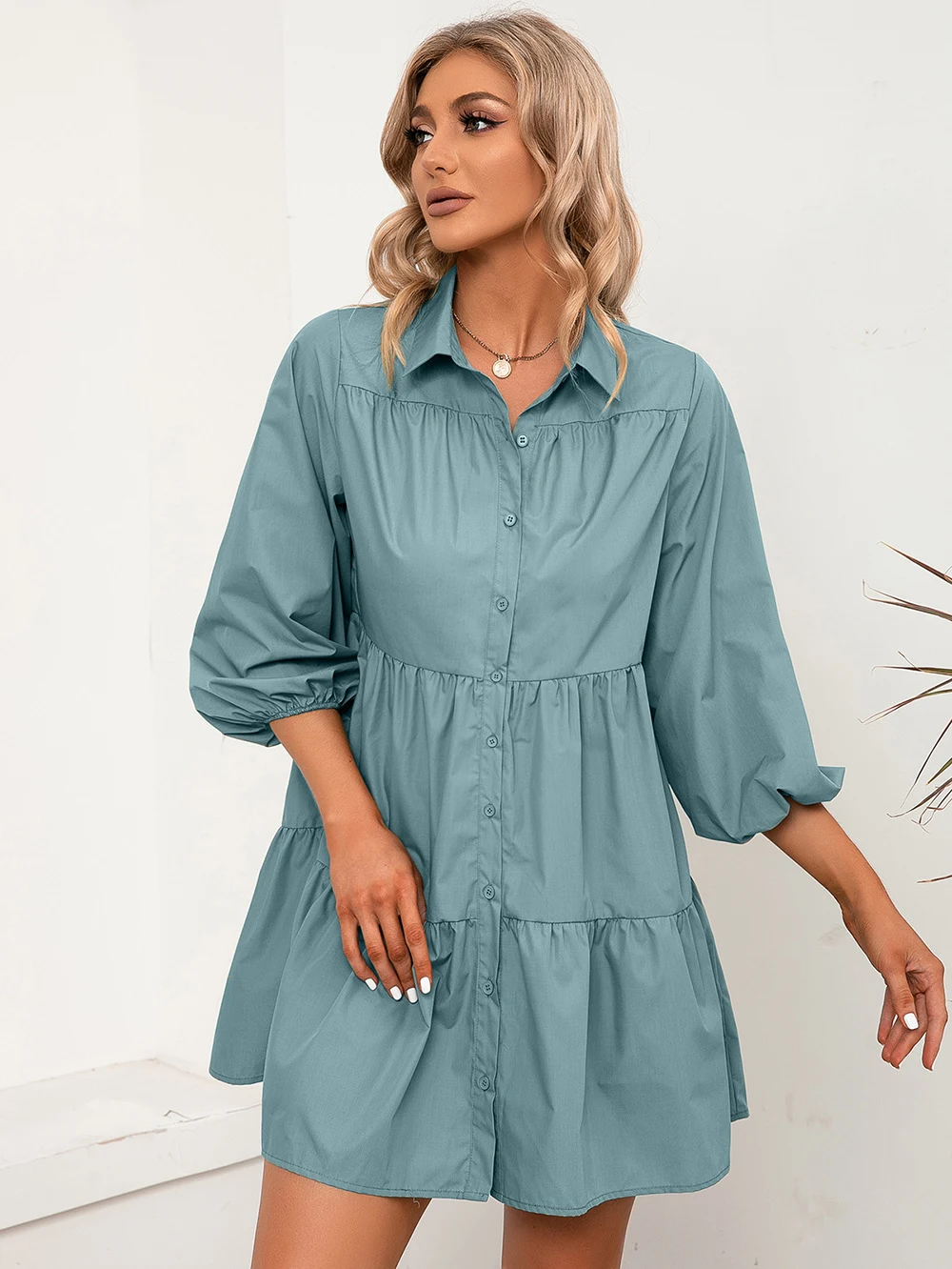 Title 5, Loose Casual Single Breasted Mid Length Shirt