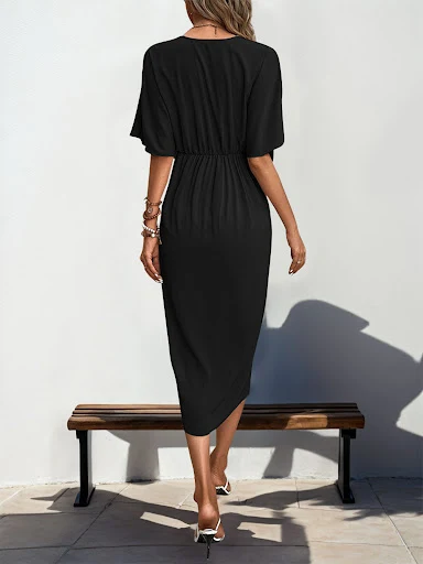 Title 11, Womens Raglan Sleeve Solid Color Irregular Dress